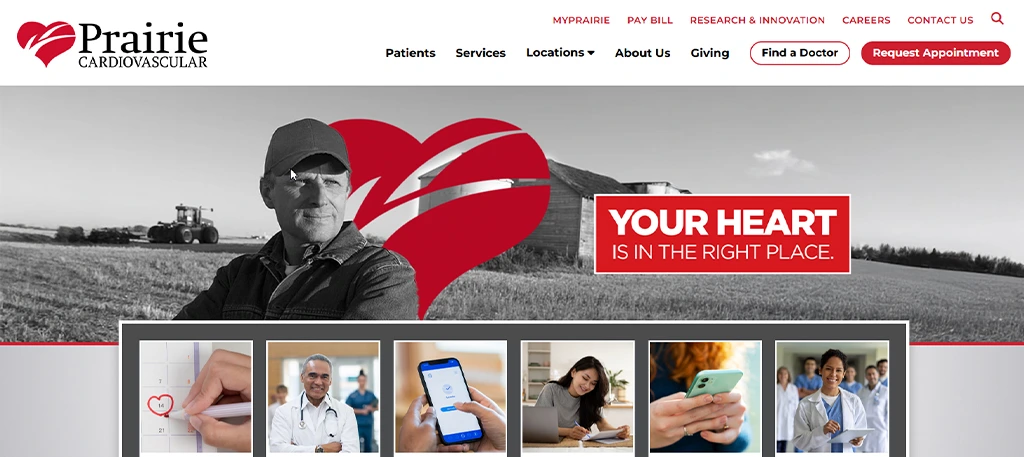 Prairie Cardio Vascular Website Design and development by Asjad Ali web app developer